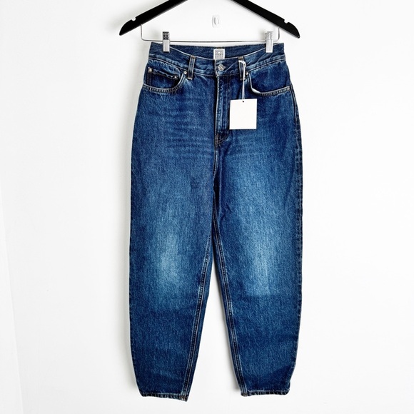 NWT Toteme Tapered Leg Dark Blue Mid Rise Denim Jeans size 25 - Picture 4 of 14